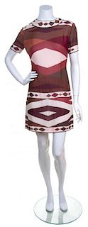 An Emilio Pucci Brown Chiffon Print Tunic Dress, Size 14.