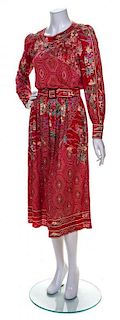 A Leonard Multicolor Silk Patterned Dress,