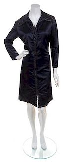 An Oscar de la Renta Black Silk Dress, Size 14.