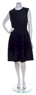 An Oscar de le Renta Navy Wool Sleeveless Shift Dress, Size 8.