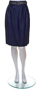 An Hermes Navy Skirt, Size 40.