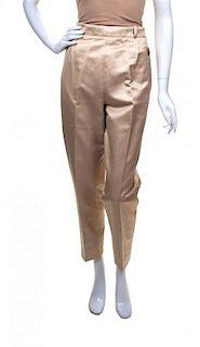 * An Hermes Tan Cotton and Silk Pant, Size 44.