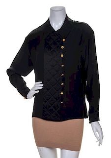 A Chanel Black Silk Blouse, Size 36.