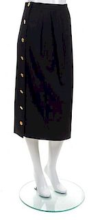A Chanel Black Wool Straight Skirt, Size 40.