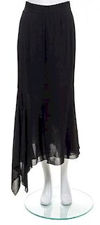 A Chanel Black Wool Asymmetrical Skirt, Size 42.
