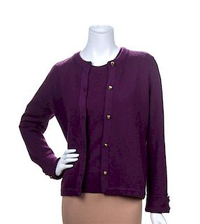 * A Chanel Purple Cashmere Sweater Set, Size M.