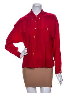 A Chanel Red Silk Blouse,