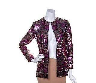 An Adolfo Pink, Magenta and Silver Sequin Jacket,
