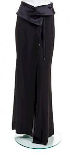 A Gianfranco Ferre Black Long Wrap Skirt, Size 38.