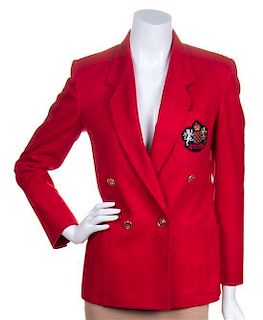 A Gucci Red Wool Double Breasted Blazer, Size 38.
