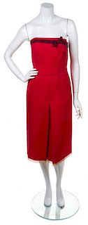 A Prada Red Wool Dress, Size 42.