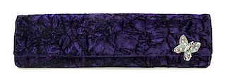 An Ungaro Purple Velvet Patterned Clutch, 15" x 4.5".