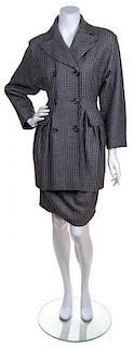 A Valentino Black and Grey Wool Houndstooth Skirt Ensemble,