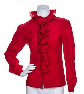 * A Valentino Red Silk Blouse,