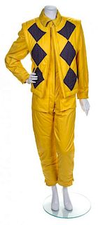 A Valentino Yellow Cotton Ski Suit Ensemble, Size 40.