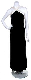 An Adele Simpson Black Velvet Halter Gown,