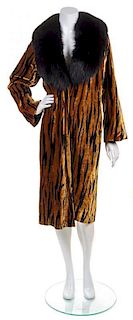An Adrienne Landau Velvet Tiger Print Coat,
