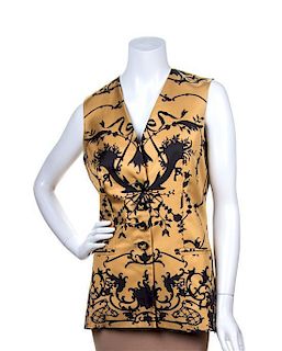 * A Christian Dior Mustard and Black Silk Print Vest,