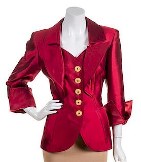 A Christian Lacroix Red Evening Jacket, Size 44.