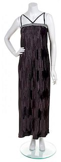 A Givenchy Black Ribbed Column Gown, Size 4.
