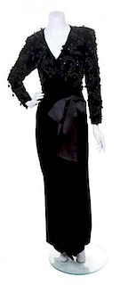 A Givenchy Black Velvet Wrap Dress,