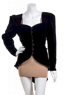 A Jean Louis Scherrer Black Velvet Evening Jacket, Size 44.