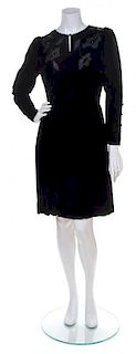 A Louis Feraud Black Velvet Dress, Size 40.