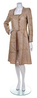 A Mary McFadden Gold Embroidered Evening Coat, Size 10.