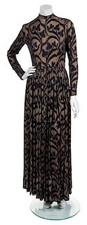 A Norman Norell Brown and Black Silk Gown,
