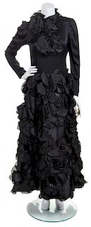 A Scassi Black Silk Gown,