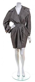 A Thierry Mugler Black and White Wool Plaid Coat,