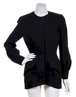 A Thierry Mugler Black Wool Coat, Size 38.