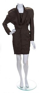A Thierry Mugler Brown Wool Dress,