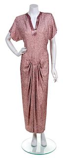 A Pink Glass Beaded Cap Sleeve Gown,