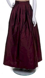 A Maroon Silk Pleated Evening Skirt, Size S.