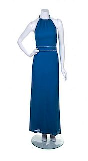 A Chloe Blue Halter Gown,