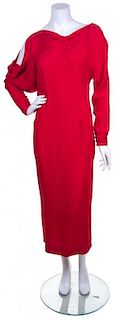 A Karl Lagerfeld Red Silk Dress Size 42.