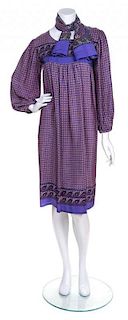 A Stanley Korshak Purple Silk Print Dress,