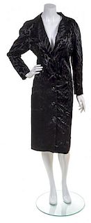 A Ted Lapidus Black Print Coat Dress, Size 38.