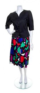 An Yves Saint Laurent Multicolor Floral Skirt Ensemble, Jacket size 40, skirt size 44.