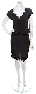 A Lolita Lempicka Black Faille Skirt Ensemble, Size 40.