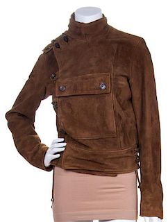 A Ralph Lauren Brown Suede Jacket, Size 6.
