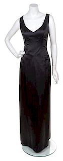 A Richard Tyler Black Silk Sleeveless Gown, Size 8.