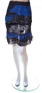 A Rodarte Black and Blue Mohair Blend Skirt, Size S.