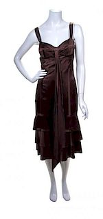 A Tuleh Brown Silk Dress, Size 6.