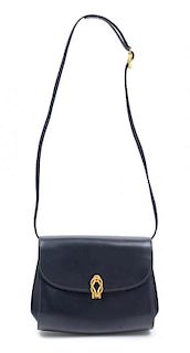 A Gucci Navy Handbag, 6.5" x 7.5" x 3".