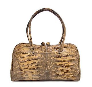 A Prada Lizard Handbag, 13" x 7" x 3.5".
