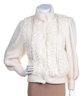 A Cream Mohair and Mink Jacket, Size 8.