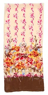 An Adolfo Silk Floral Scarf, 52" x 11".