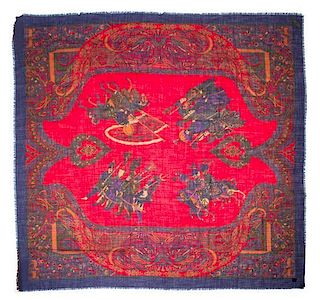 A Fendi Multicolor Wool Paisley Scarf, 54" x 54".